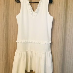 Cute white, drop waist dress with ruffles
